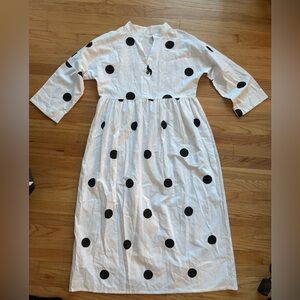 White Polka Dot Maxi Dress L